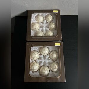 Vintage Alderbrook Czechoslovakian Glass Christmas Tree Ornaments White Gold 12